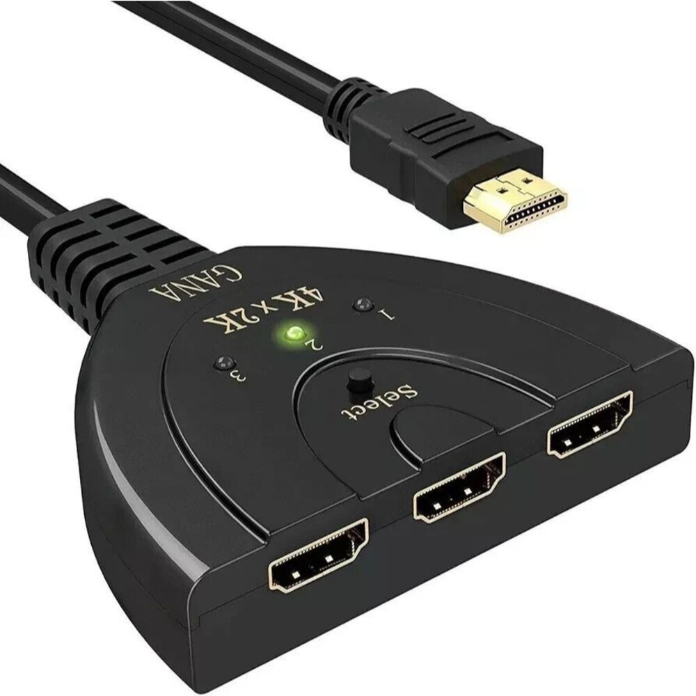 GANA 3-Port 4K HDMI Network Switch with Flex Cable NEW FACTORY SEALED